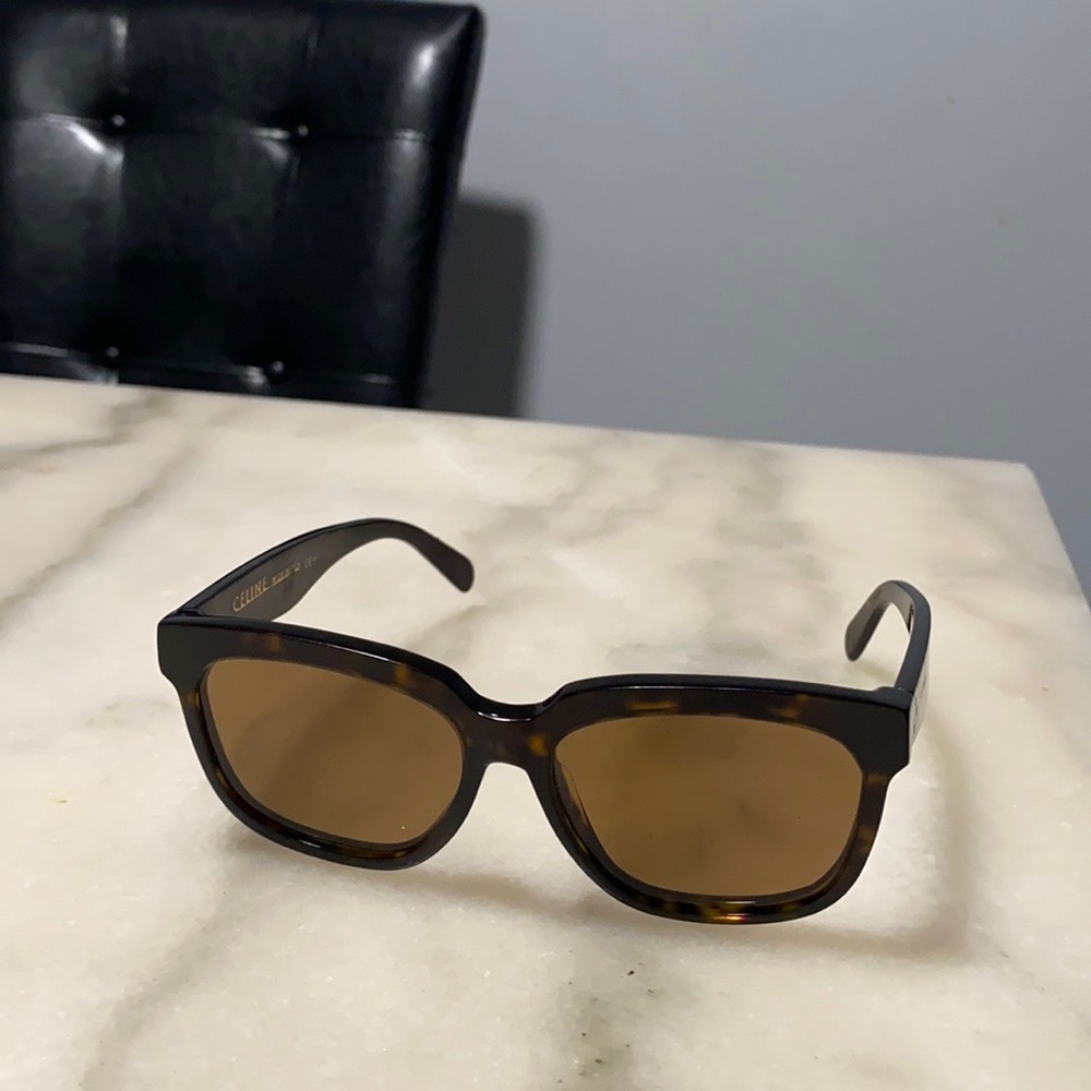 Celine Polarized Rectangular Acetate Sunglasses - image 5
